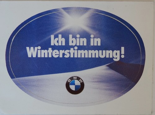 Werbe aufkleber bmw - bin, in