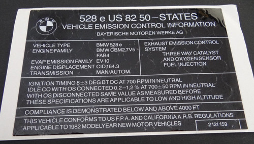 Aufkleber bmw 528e e28 - 528e, us